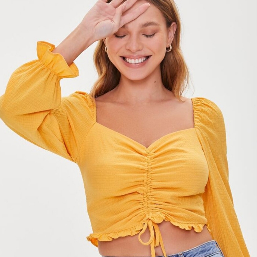 Forever 21 Ruched drawstring Crop Top